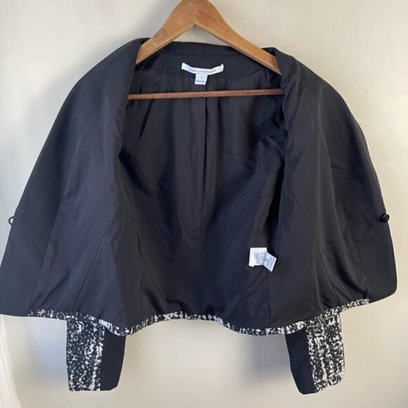 Diane von Furstenberg Black Olena Combo one button Blazer size 6 - Picture 5 of 14